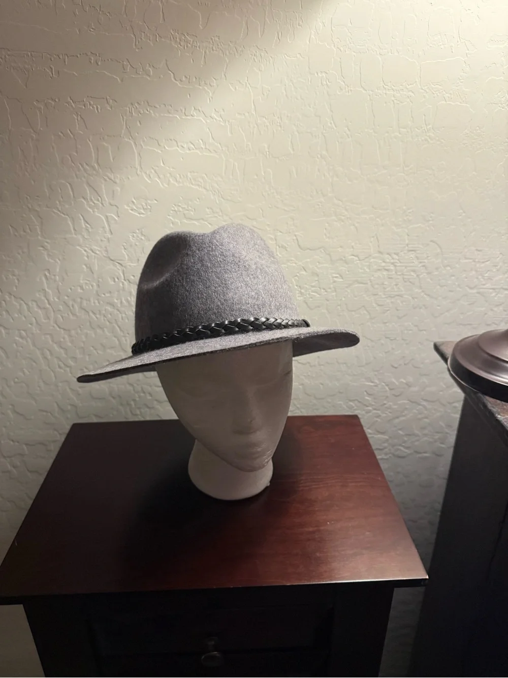 Grey Wool Fedora with Braided Band